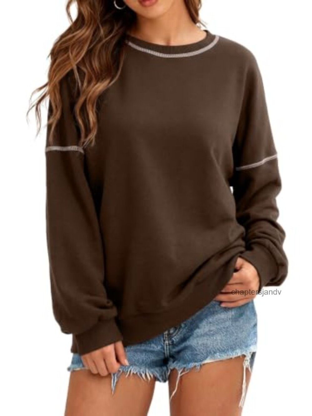 Women's Crewneck Pullover Sweatshirt Loose Fit Casual Long Sleeve Top